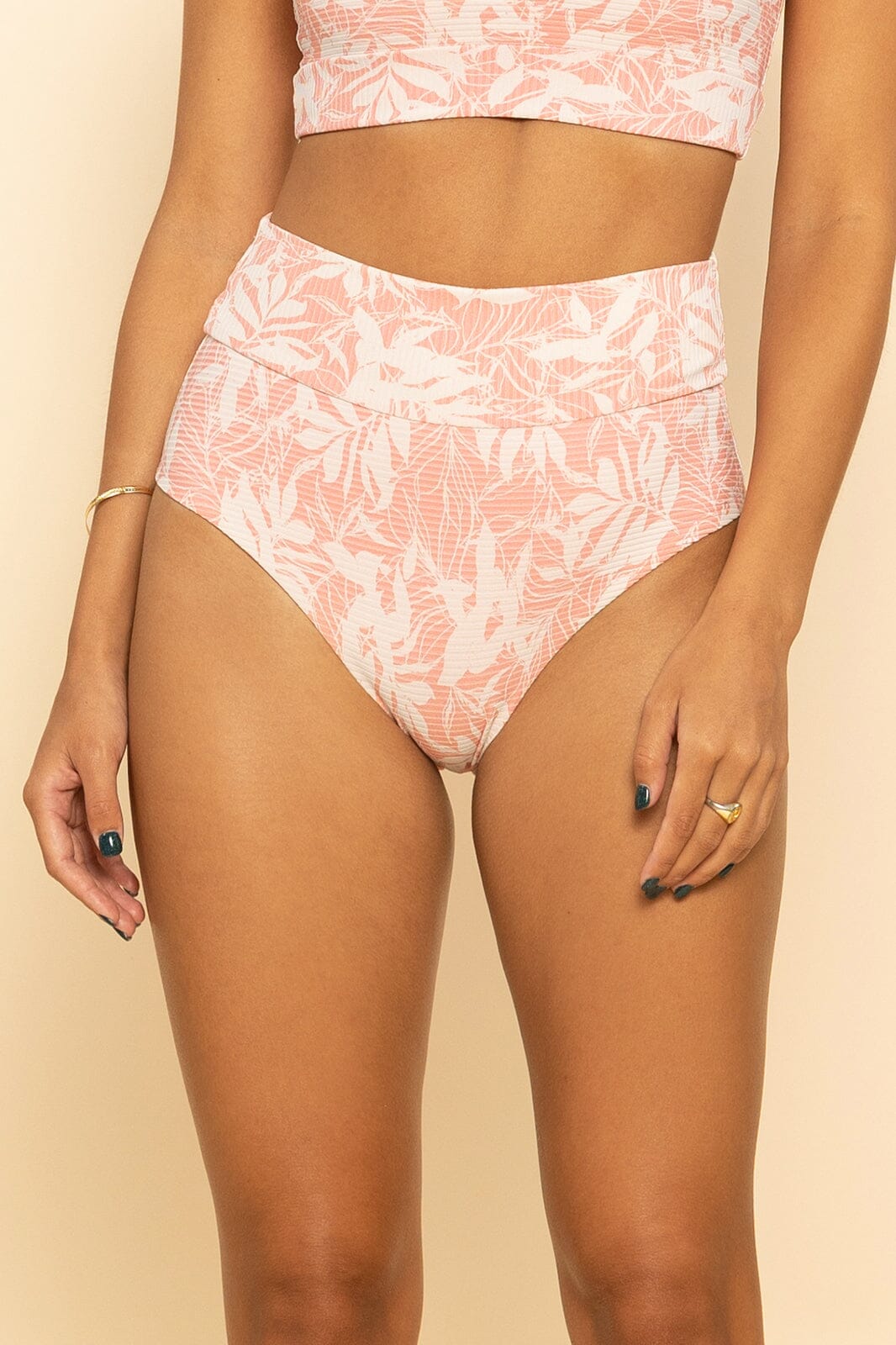 Pink & White Venice Banded Bottom With Flower Pattern
