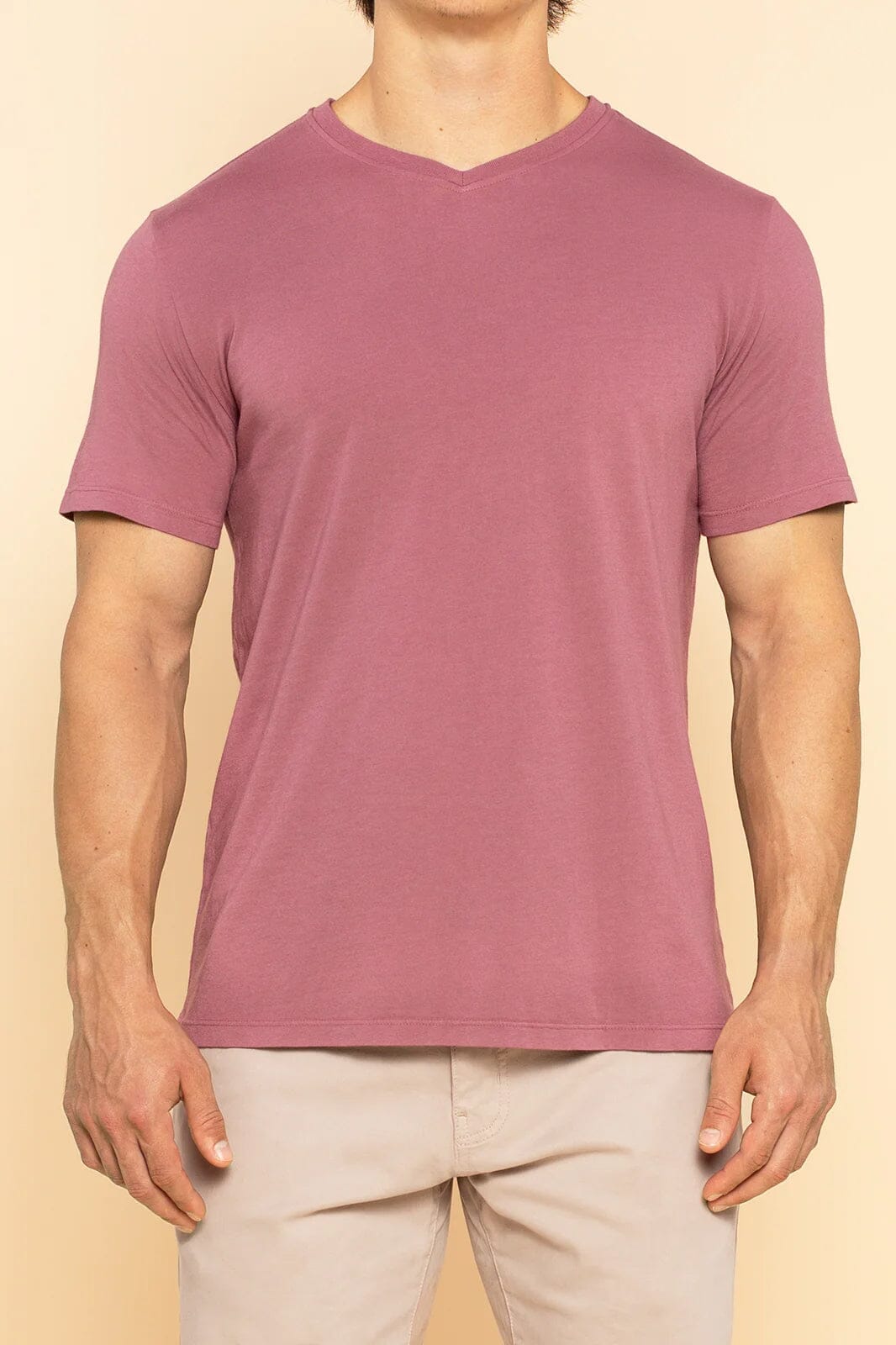 Red V-neck Tee For Men By Shore