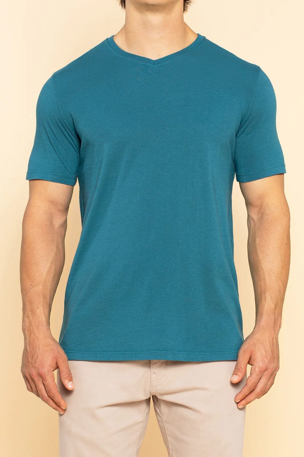 Teal V-neck Tee For Men By Shore